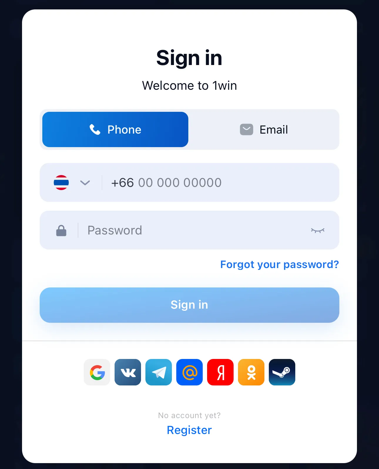 Create an Account Using the 1win App