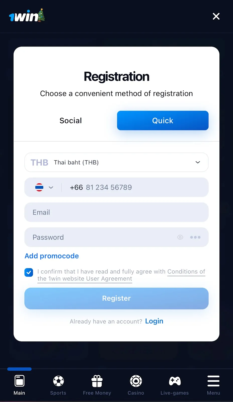 Create a 1win Account